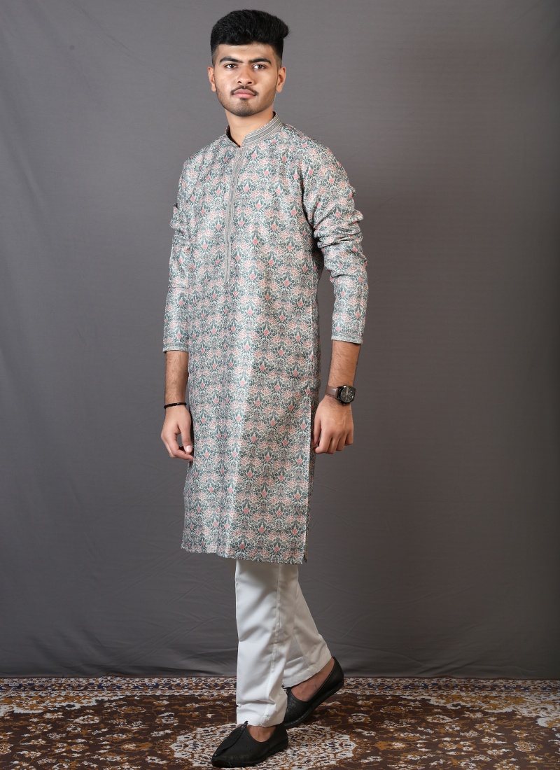 Buy Multicolor Brocase Silk Wedding Wear Kafni Pajama Online Mumbai KF240883